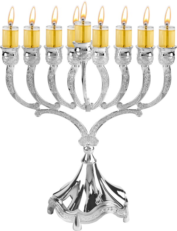 9" Silver Plated Oil Menorah — Judaica Square