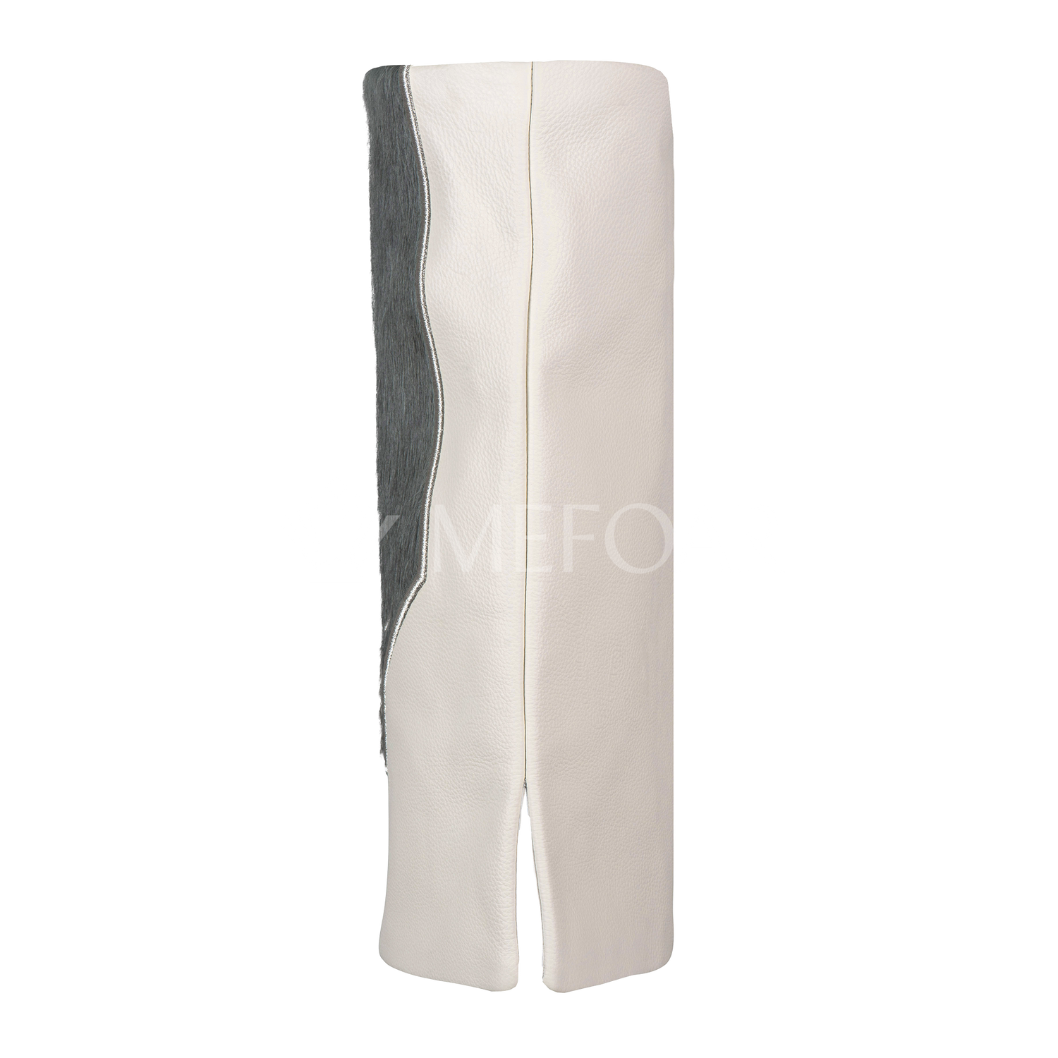 Leather & Fur Torah Mantle - Style 380-White - Image 3
