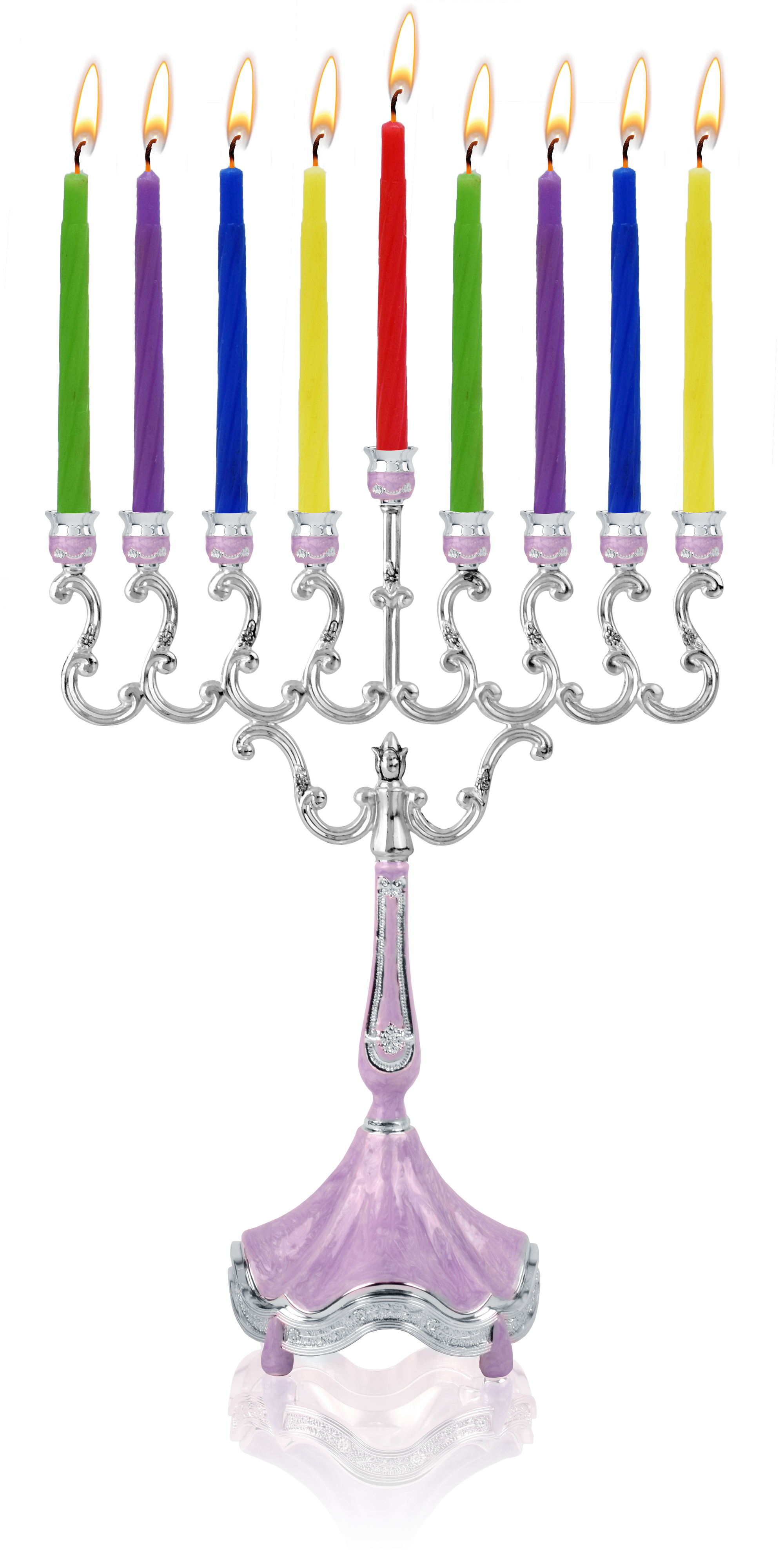 Marbleized Silver Plated Candle Menorah - Purple — Judaica Square