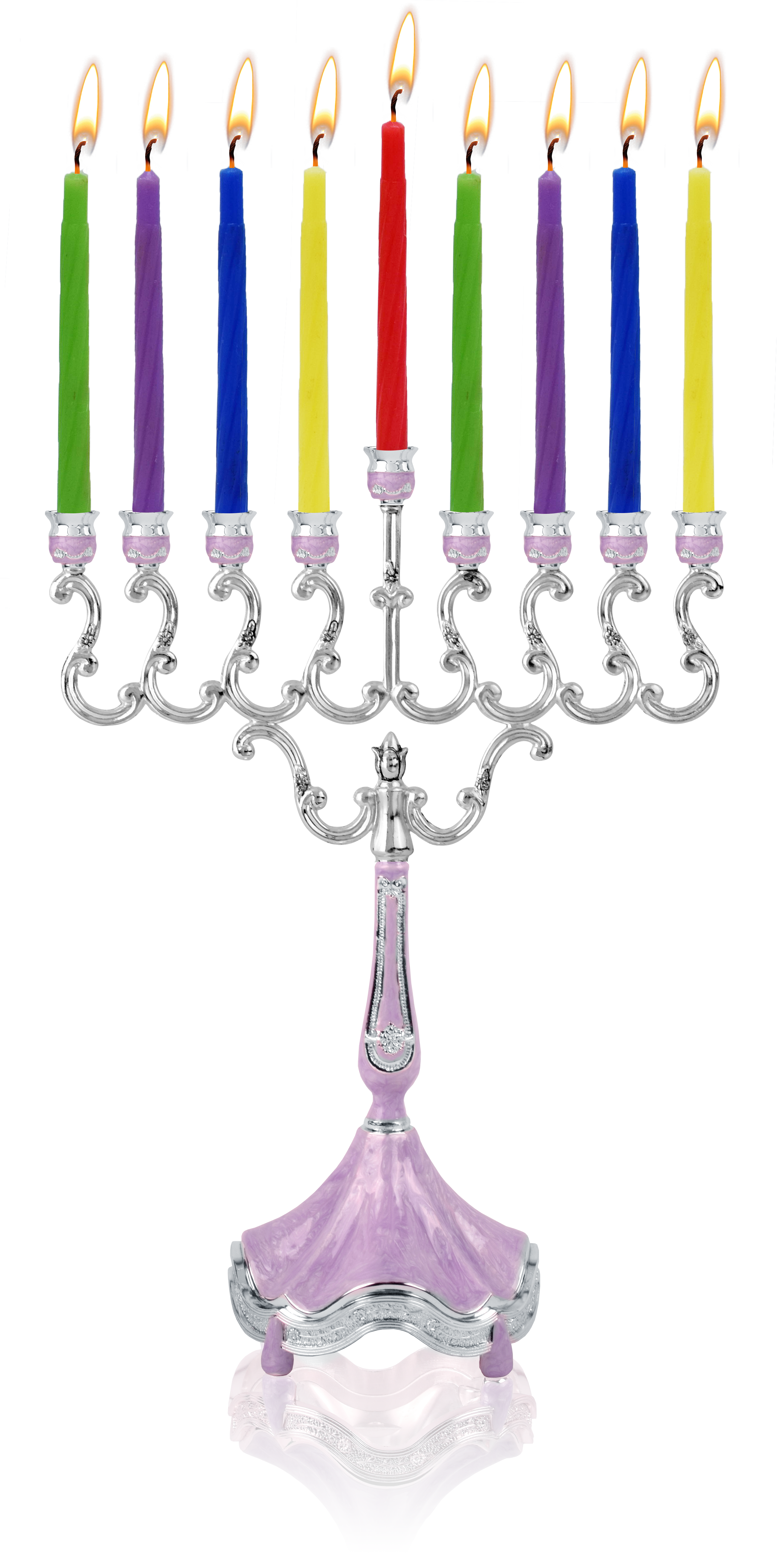 Marbleized Silver Plated Candle Menorah - Purple — Judaica Square