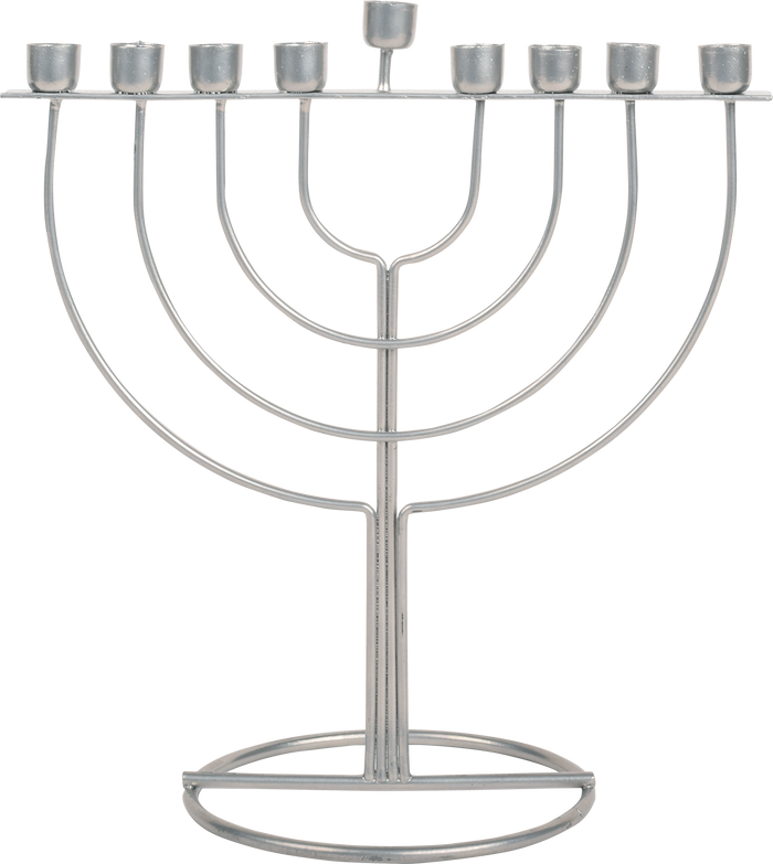 Silver Wireframe Menorah — bright silver open-frame menorah, 7.5 by 7.75 inches | Judaica Square Lakewood