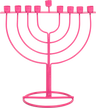 Pink Wireframe Menorah — pink open-frame metal menorah, 7.5 by 7.75 inches | Judaica Square Lakewood