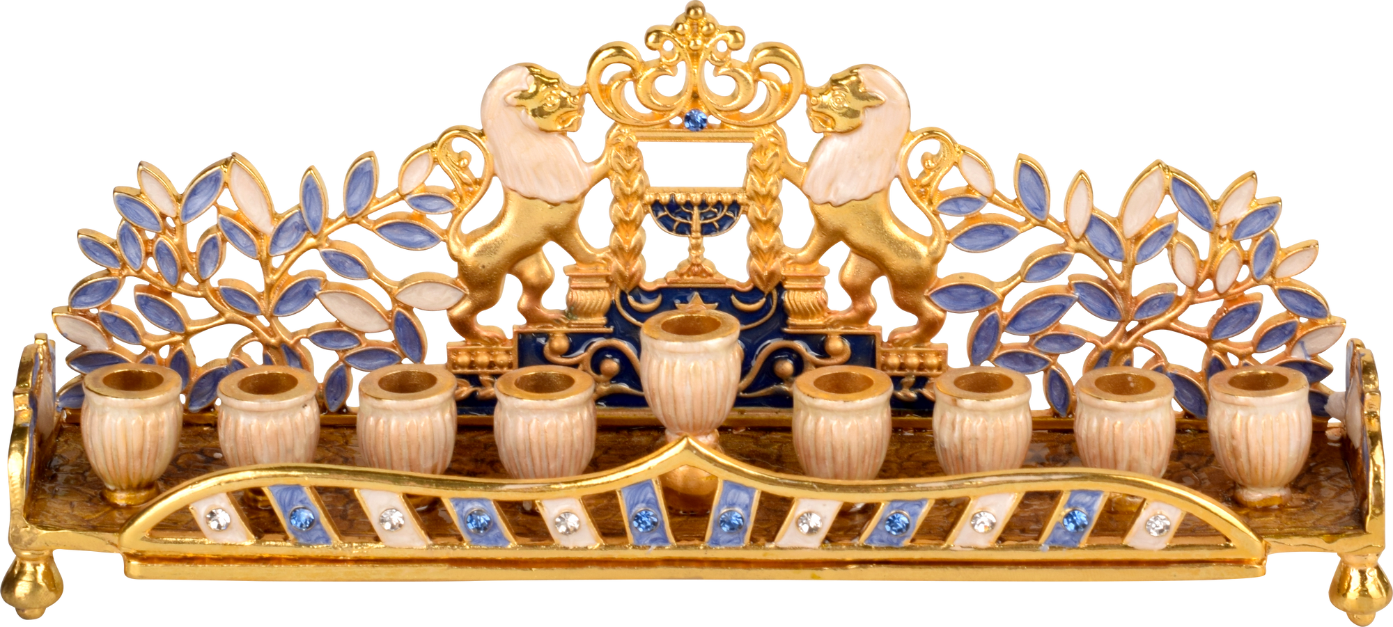 Jeweled Menorah - Lions Wall — Judaica Square