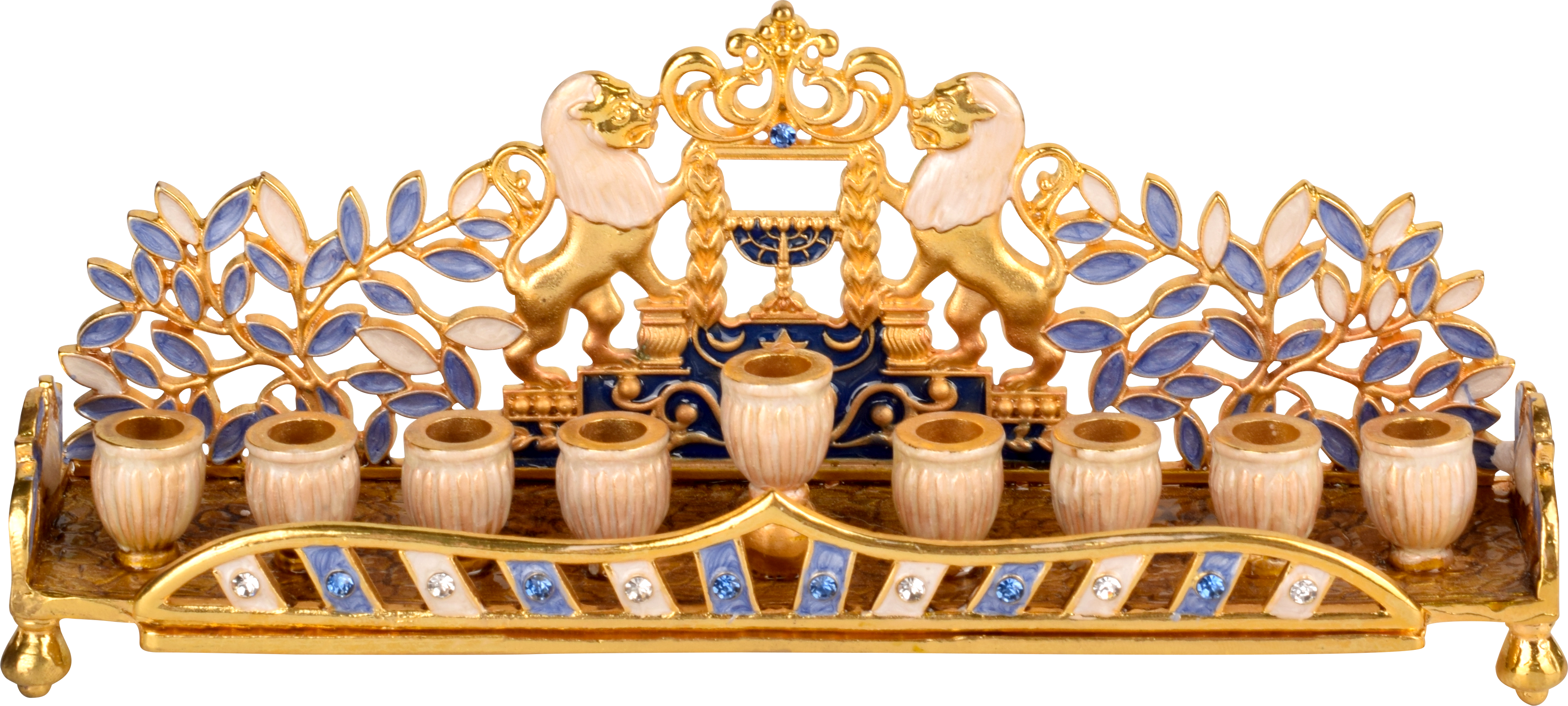 Jeweled Menorah - Lions Wall — Judaica Square