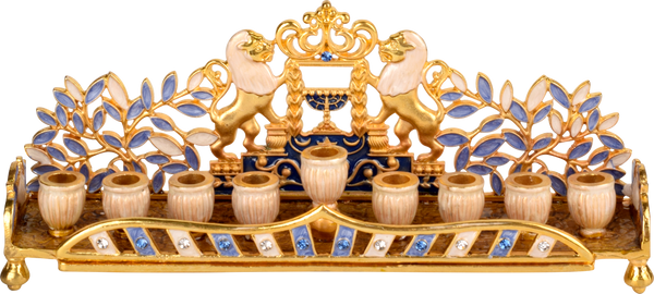 Jeweled Menorah - Lions Wall — Judaica Square