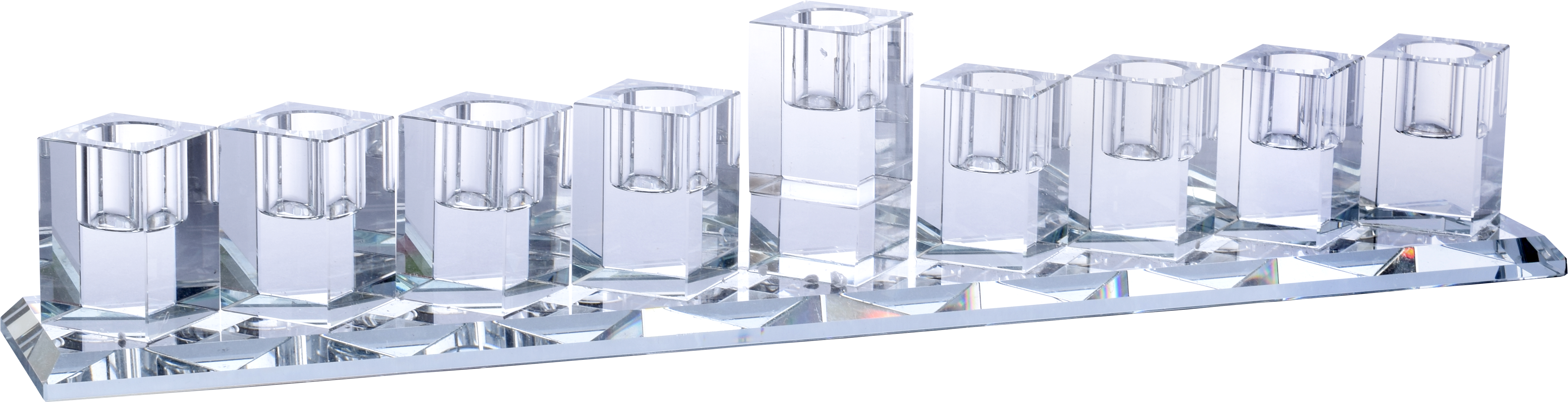 Crystal Glass Menorah - Long — Judaica Square
