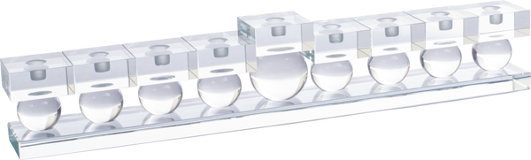Crystal Glass Menorah - Long Balls — Judaica Square