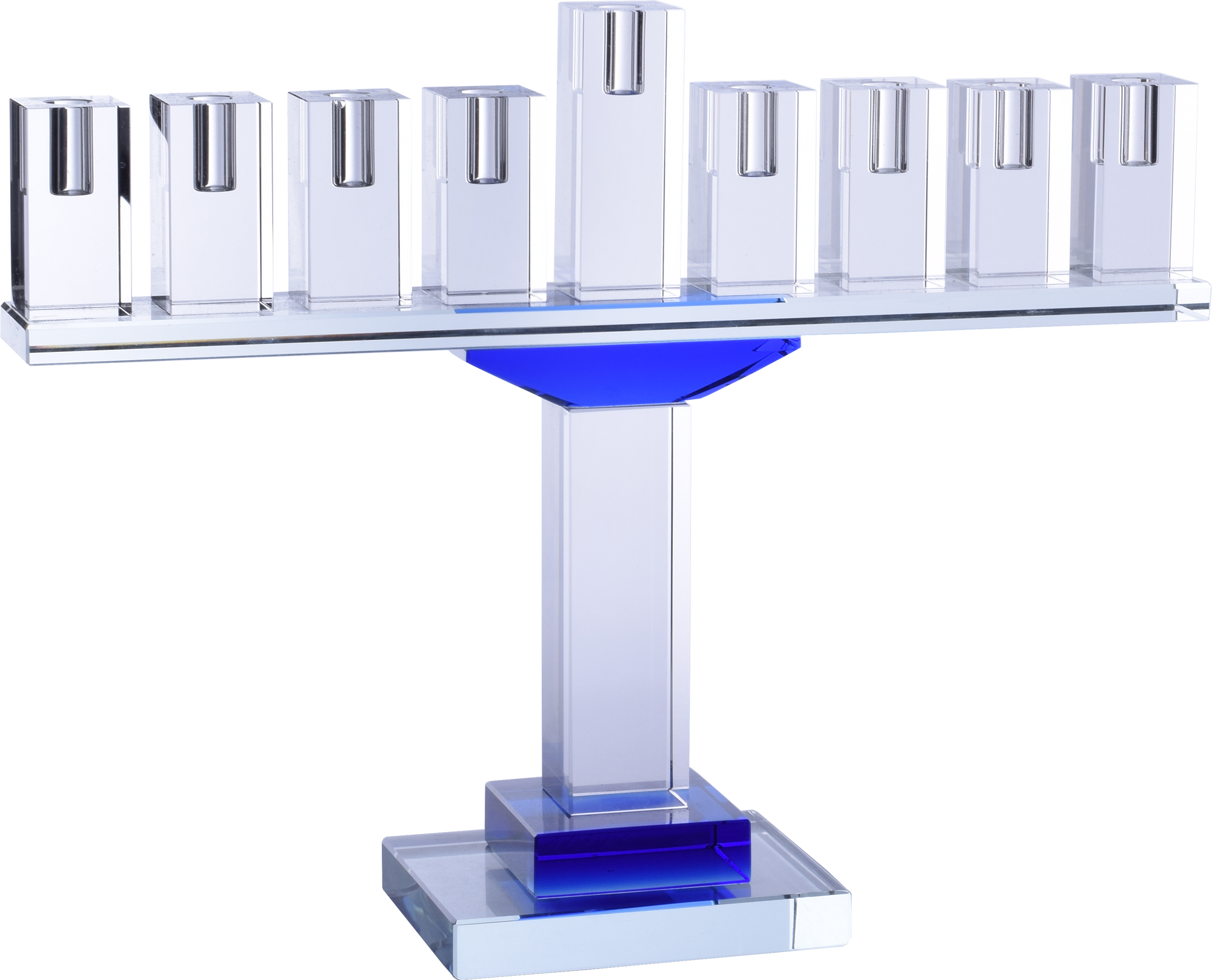 Crystal Glass Menorah - Blue — Judaica Square