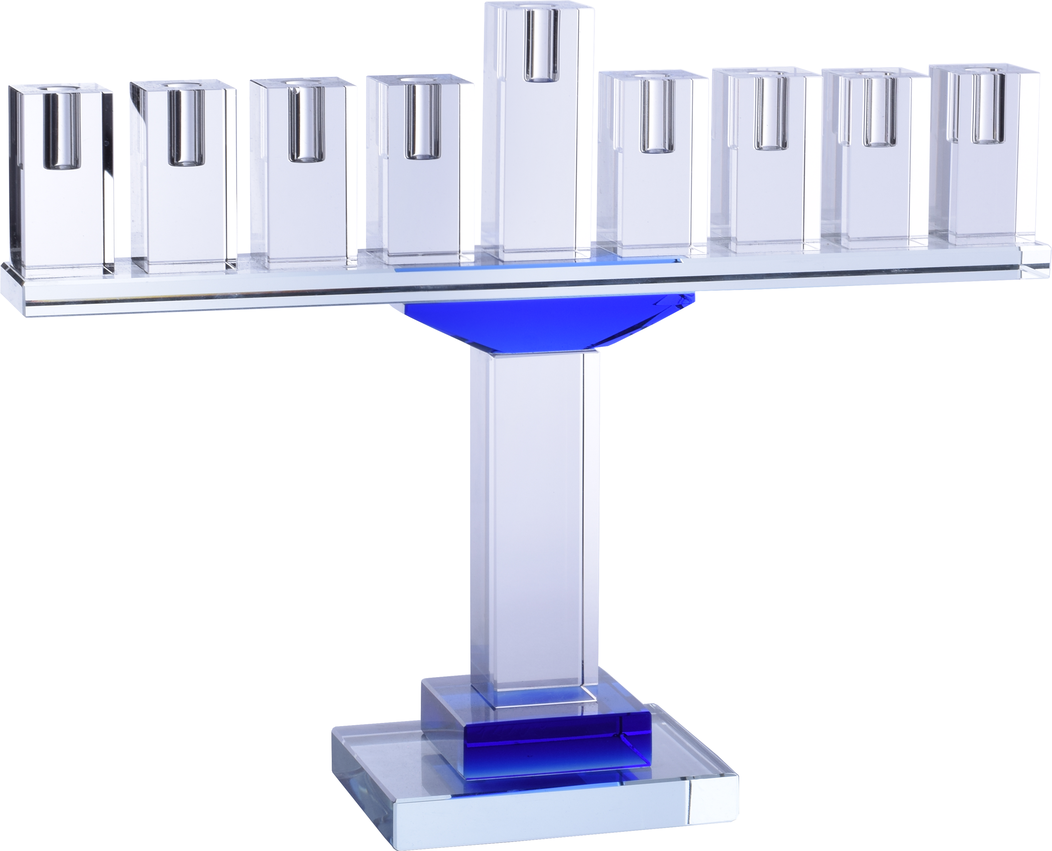 Crystal Glass Menorah - Blue — Judaica Square