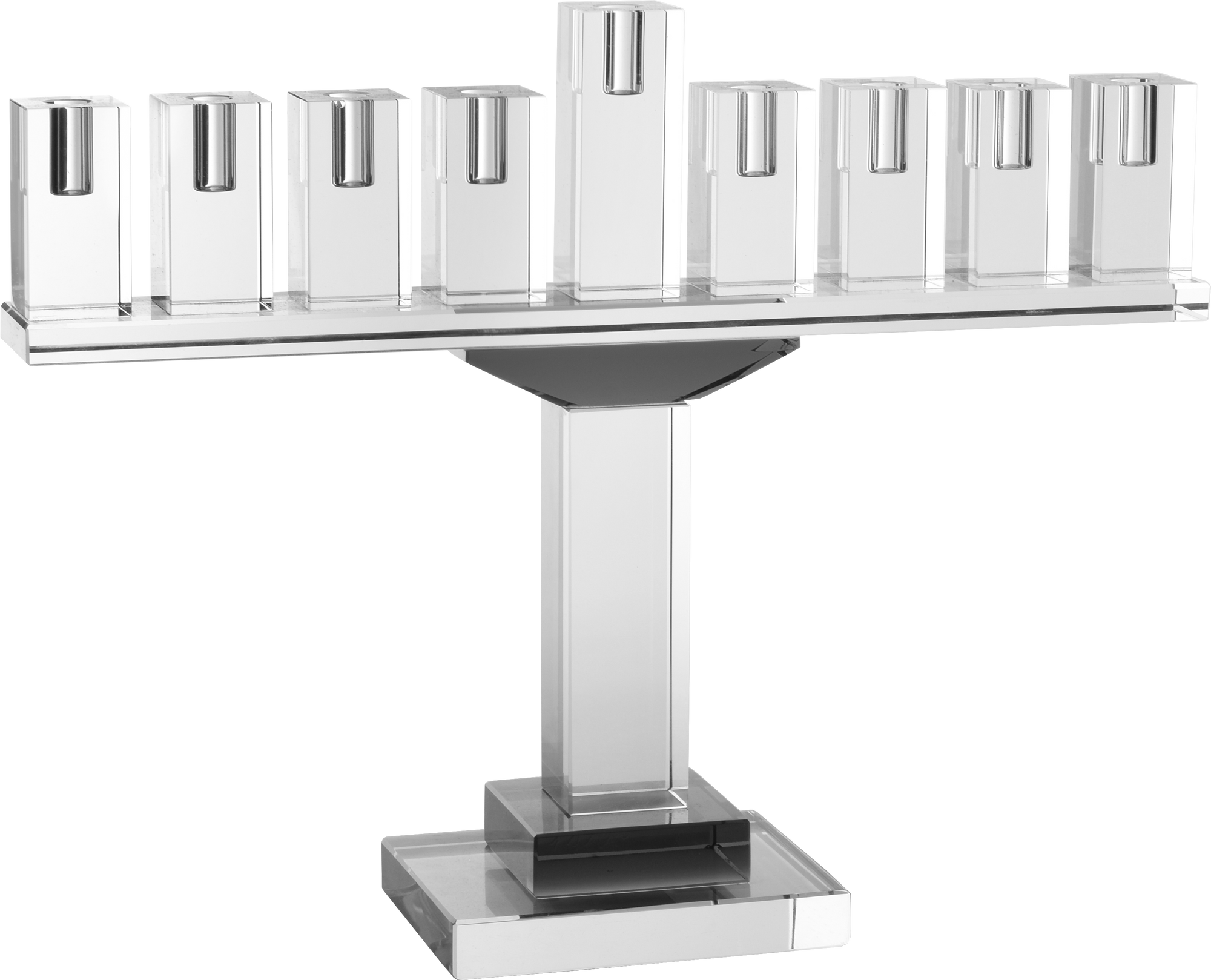 Crystal Glass Menorah - Gray — Judaica Square
