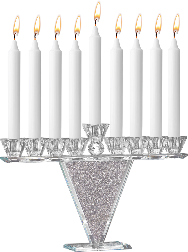 Crystal Glass Menorah - Crystals — Judaica Square