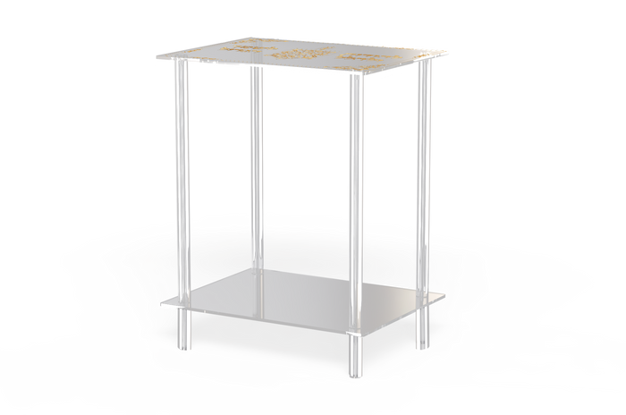 Chanukah Acrylic Table — clear acrylic menorah stand with open front | Judaica Square Lakewood