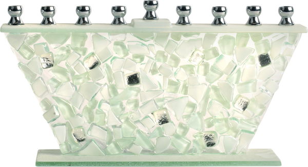 Hand Crafted Glass Menorah - Shattered Glass — Judaica Square