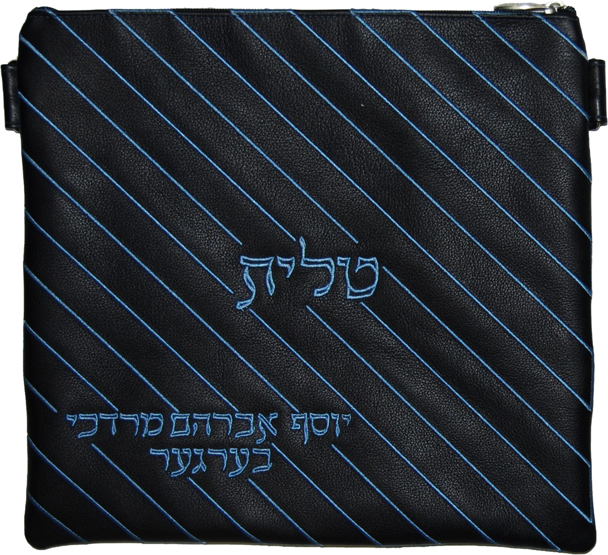 Prestige Leather Tallit & Tefillin Bag — Geometric Design, Prestige Collection (315D-NV2)