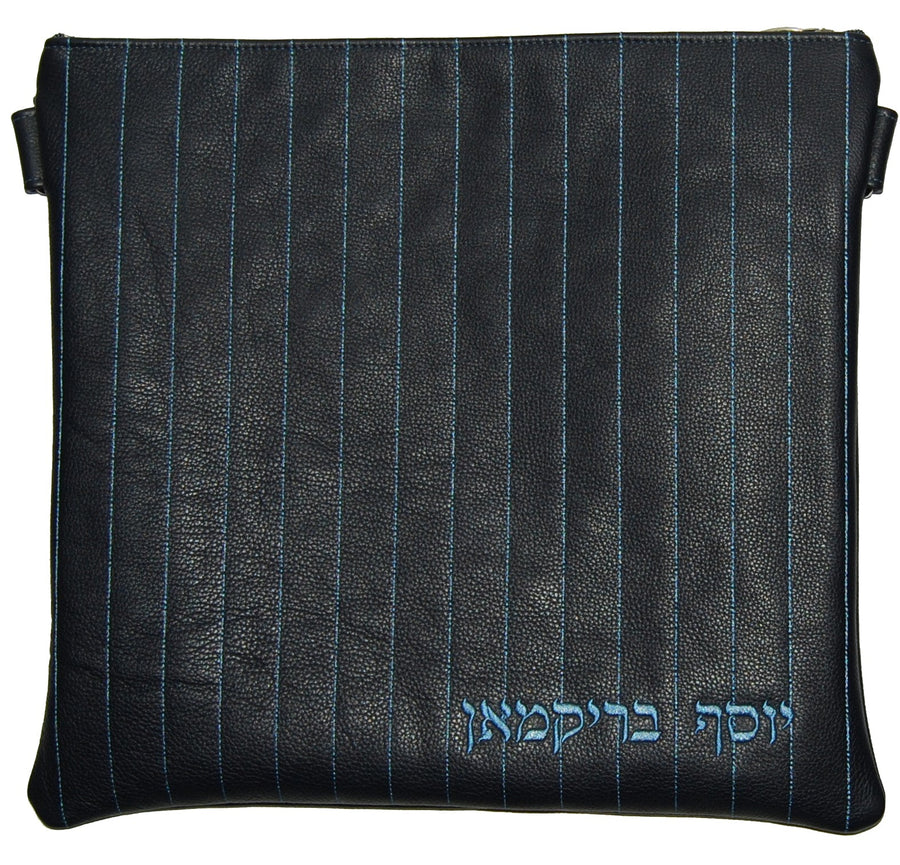Personalization preview — Leather Tallit & Tefillin Bag — President Navy