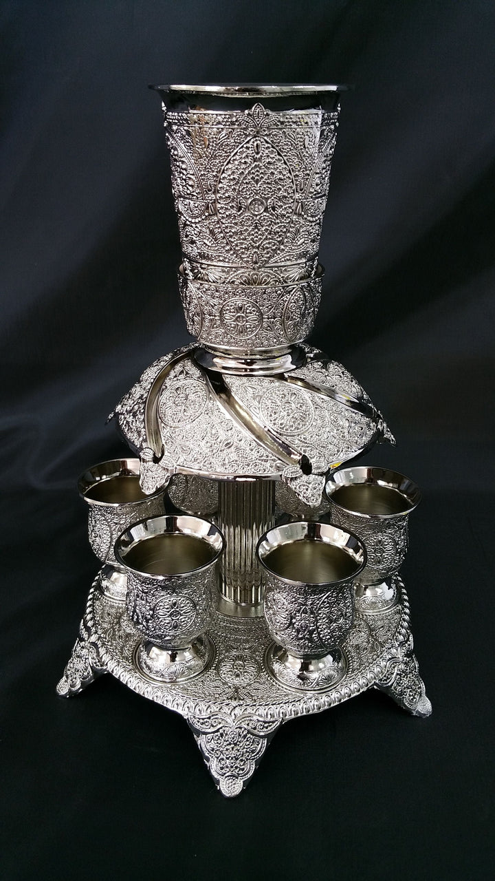 Silverplate Filigree 6-Cup Kiddush Fountain