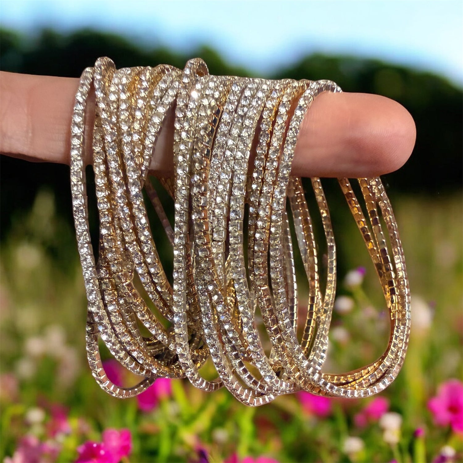 Let Them / Let Me beaded bracelet — letter beads with crystal and enamel charms on elastic | Judaica Square Lakewoo (view 12)