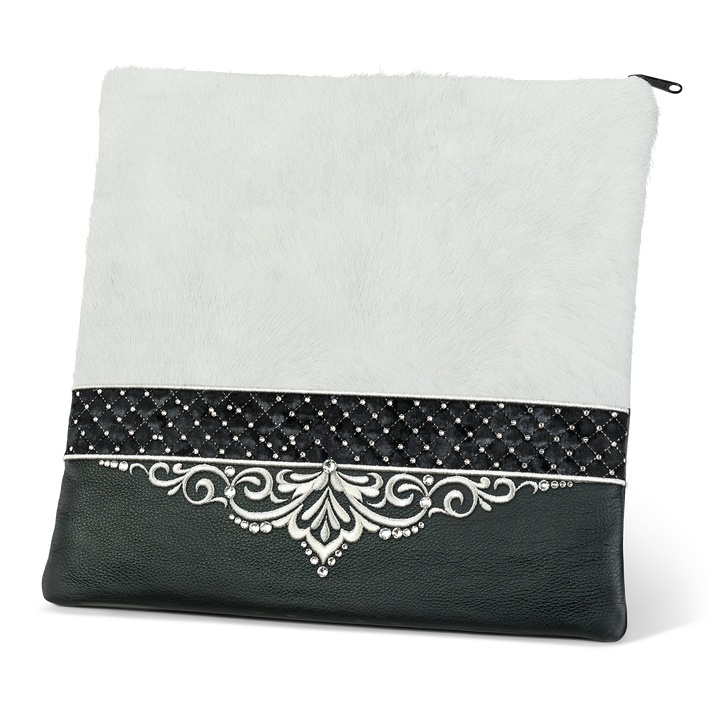 Tallis and Tefillin Bag Design #323 - White Fur and Leather - Tallis Bags