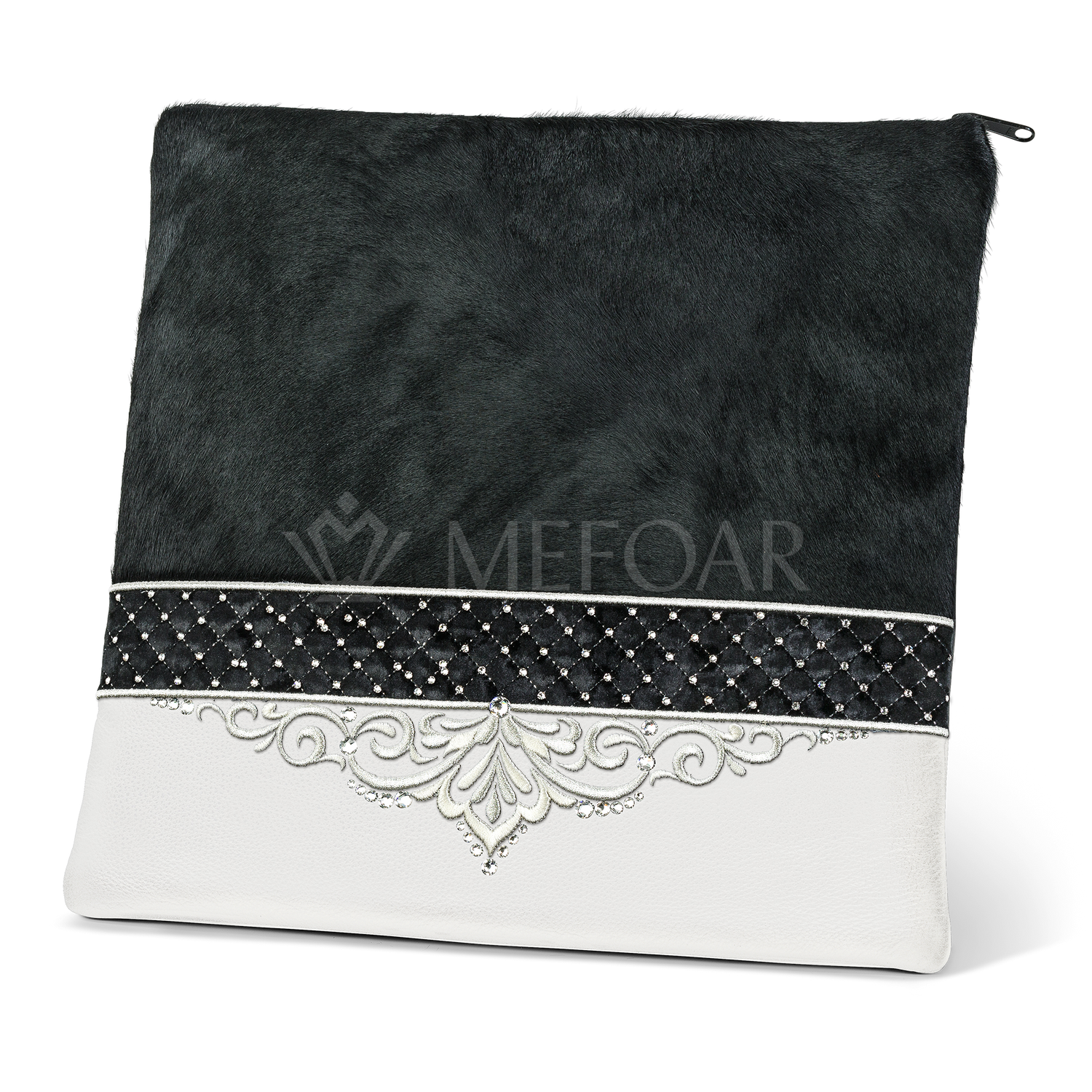 Tallis and Tefillin Bag Design #323 - Black Fur and Leather - Tallis Bags view 3 | Judaica Square Lakewood