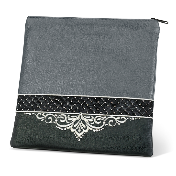 Tallis and Tefillin Bag Design #323 - Black and Livid Leather - Tallis Bags