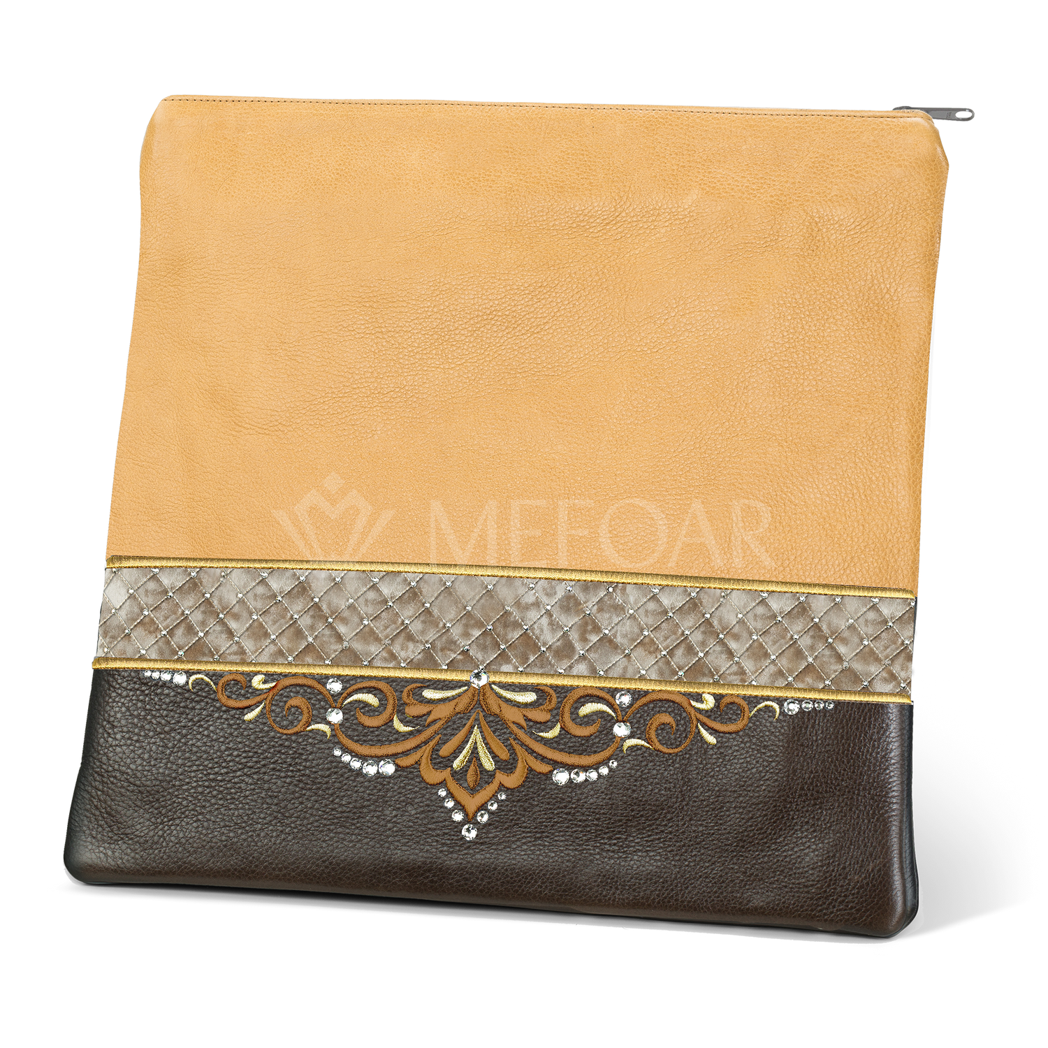 Tallis and Tefillin Bag Design #323 - Brown and Camel Leather - Tallis Bags view 2 | Judaica Square Lakewood