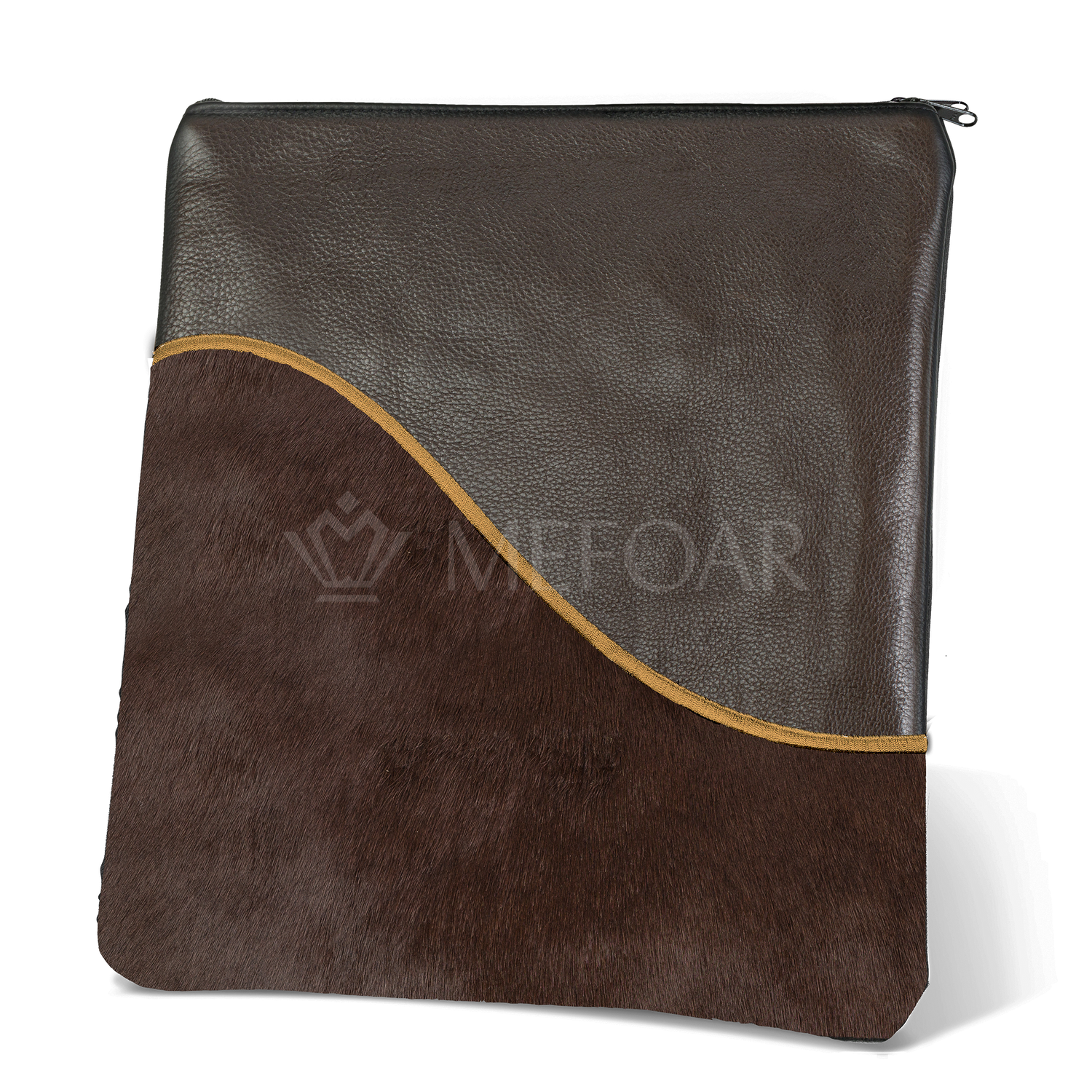 Tallis and Tefillin Bag Design #325 - Black Leather and Fur - Tallis Bags view 4 | Judaica Square Lakewood