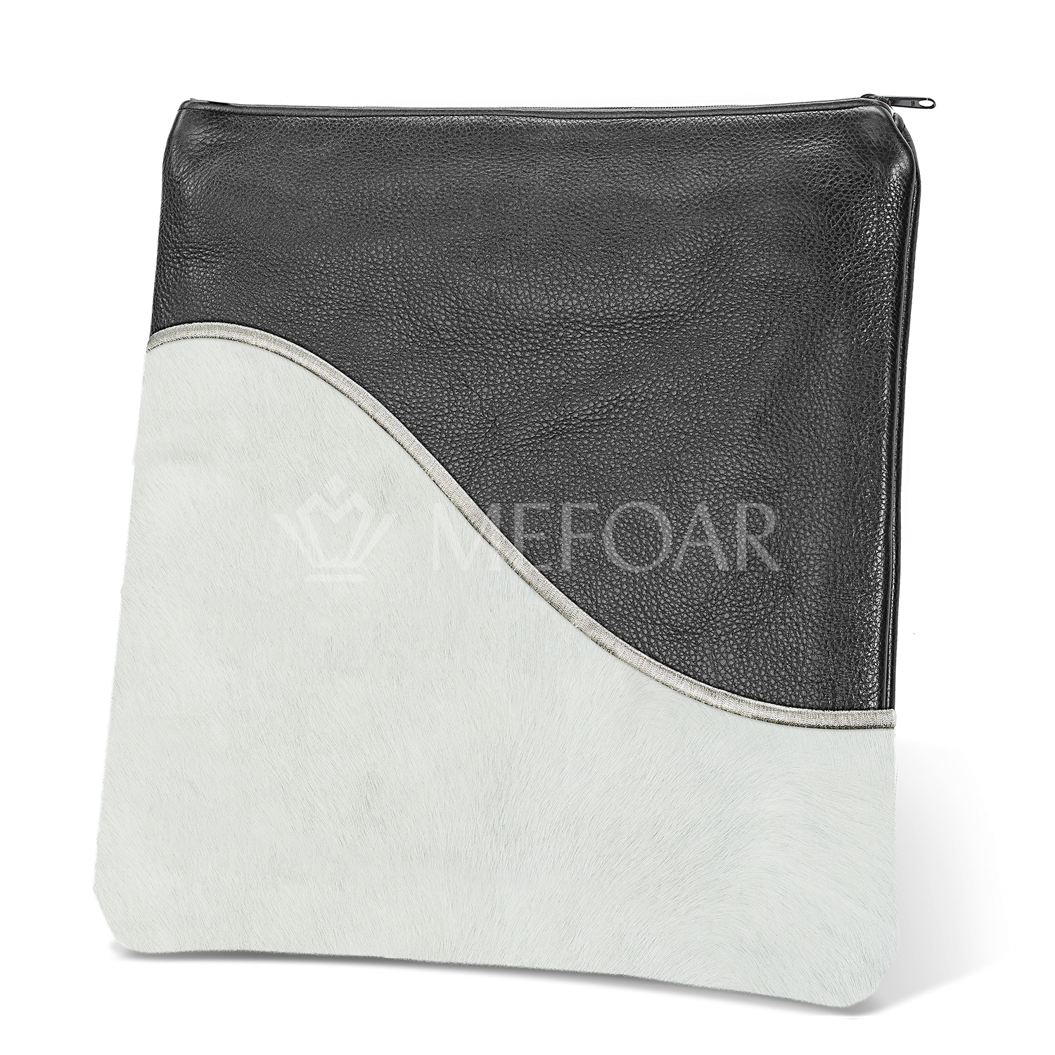 Tallis and Tefillin Bag Design #325 - Black Leather and Fur - Tallis Bags view 5 | Judaica Square Lakewood