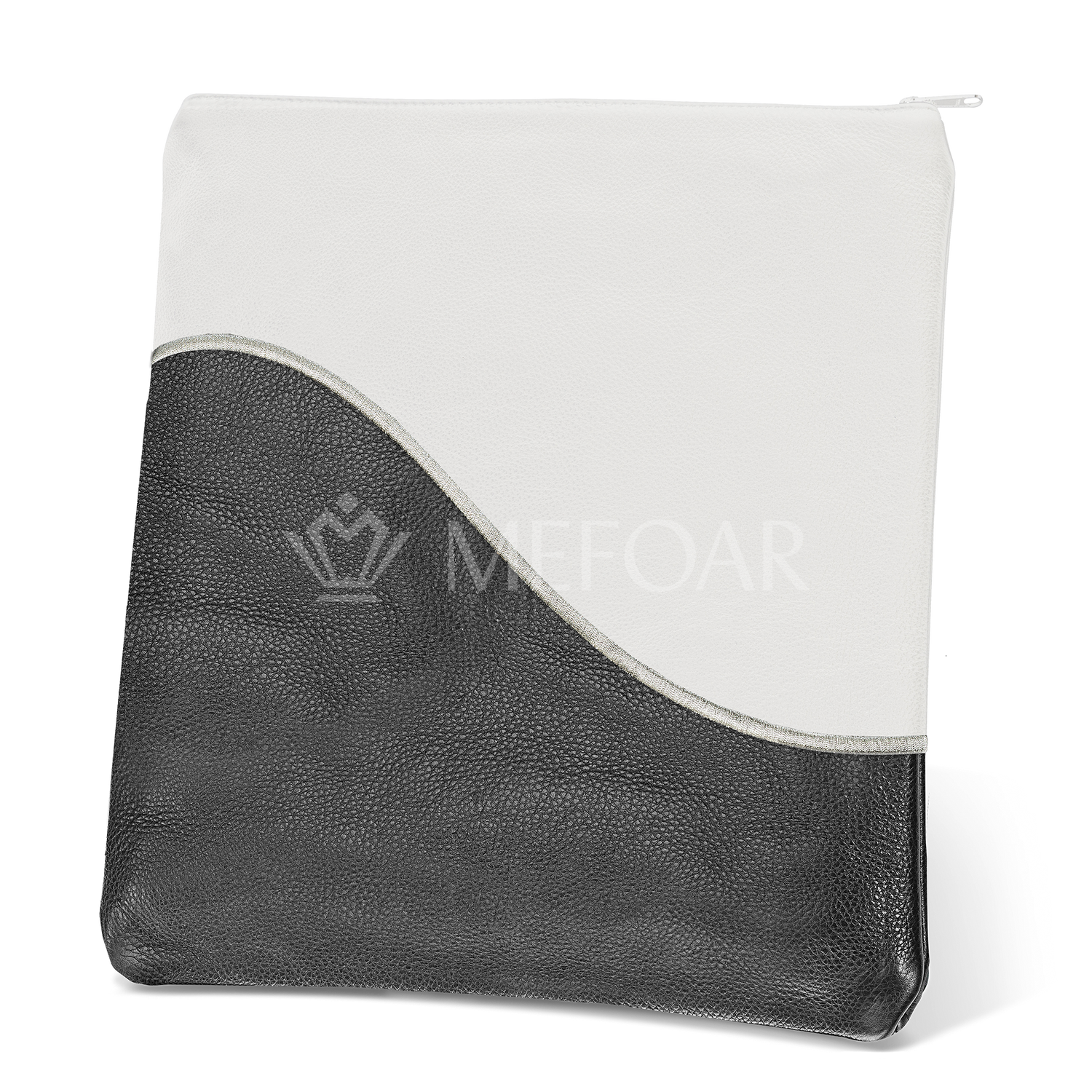 Tallis and Tefillin Bag Design #325 - Black and White Leather - Tallis Bags view 2 | Judaica Square Lakewood