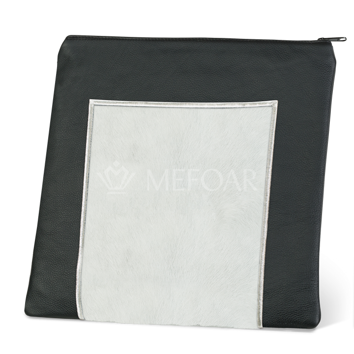 Tallis and Tefillin Bag Design #327 - Black Leather and Fur - Tallis Bags