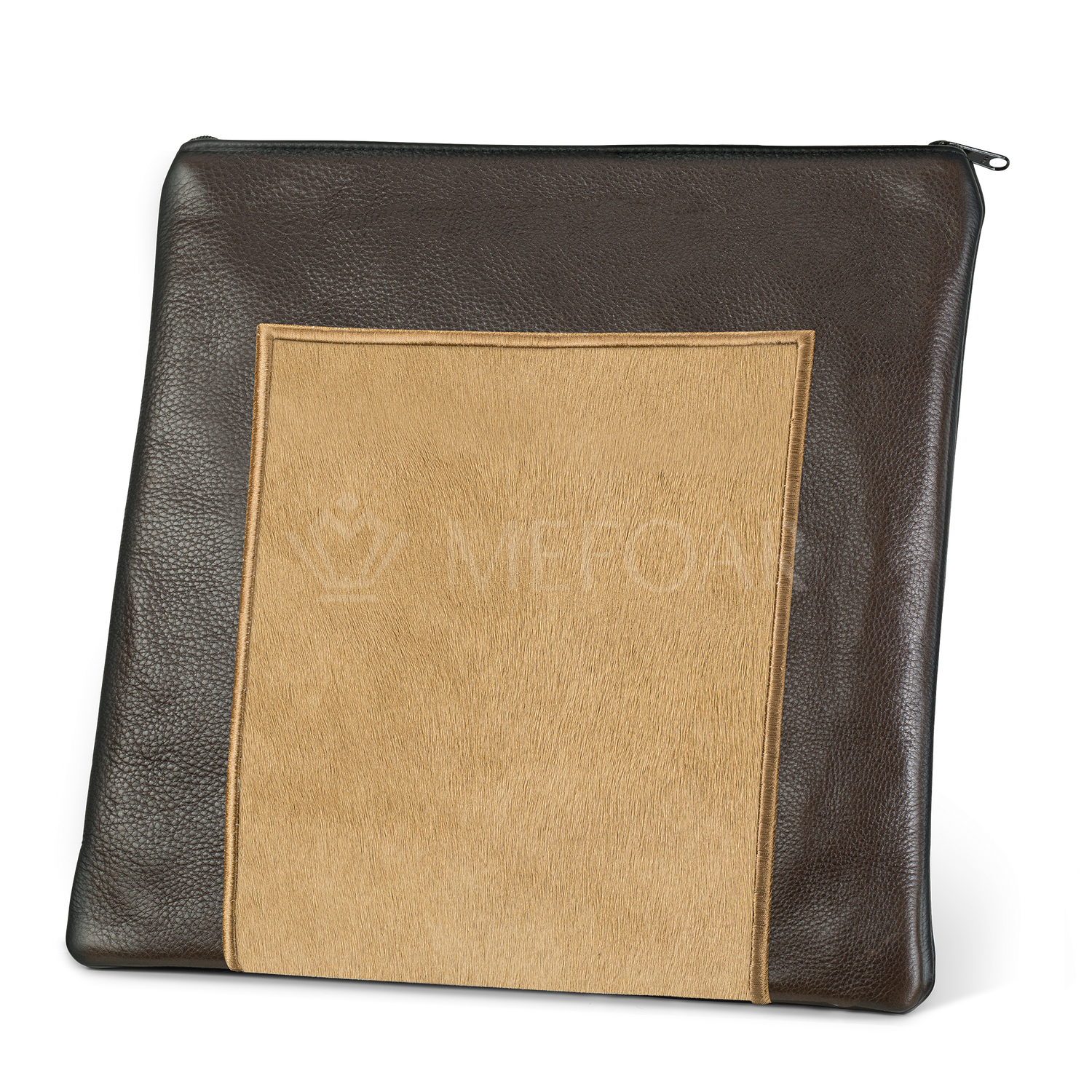 Tallis and Tefillin Bag Design #327 - Brown Leather and Fur - Tallis Bags view 2 | Judaica Square Lakewood