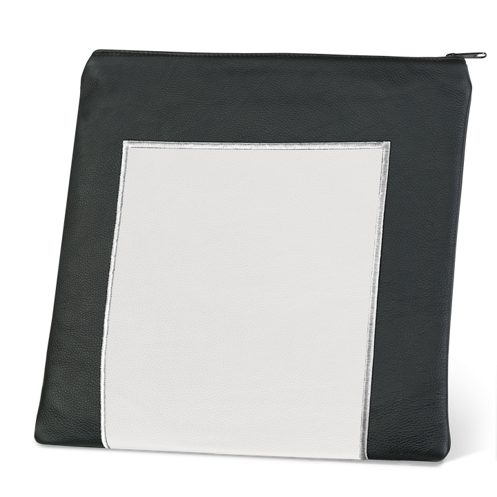 Tallis and Tefillin Bag Design #327 - Black and White Leather - Tallis Bags