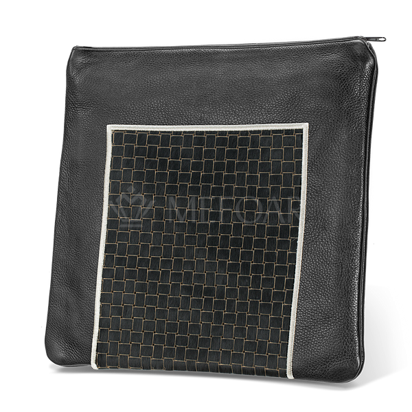 Tallis and Tefillin Bag Design #327 - Black Woven Fur with Leather - Tallis Bags