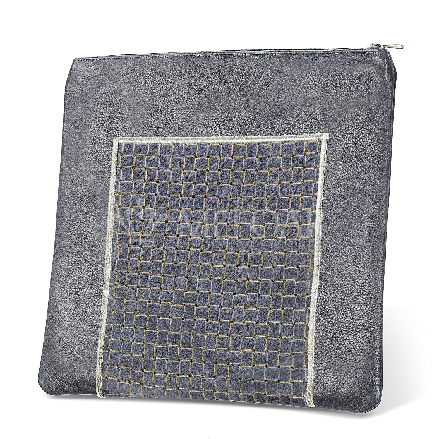 Tallis and Tefillin Bag Design #327 - Livid Woven Fur with Leather - Tallis Bags view 2 | Judaica Square Lakewood