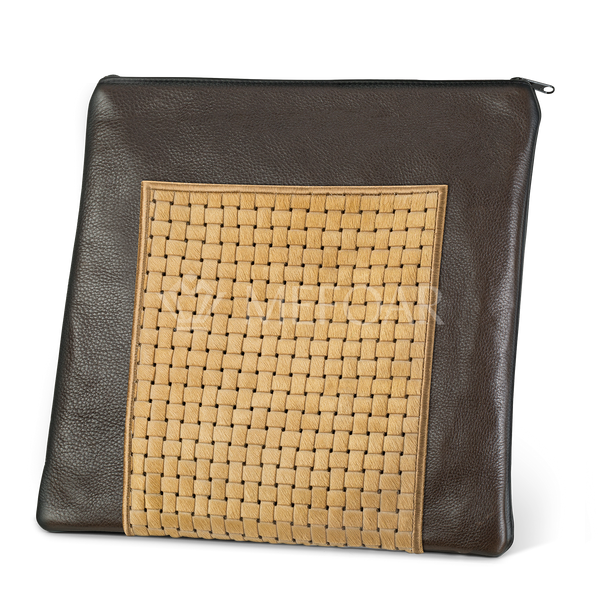 Tallis and Tefillin Bag Design #327 - Camel Woven Fur with leather - Tallis Bags