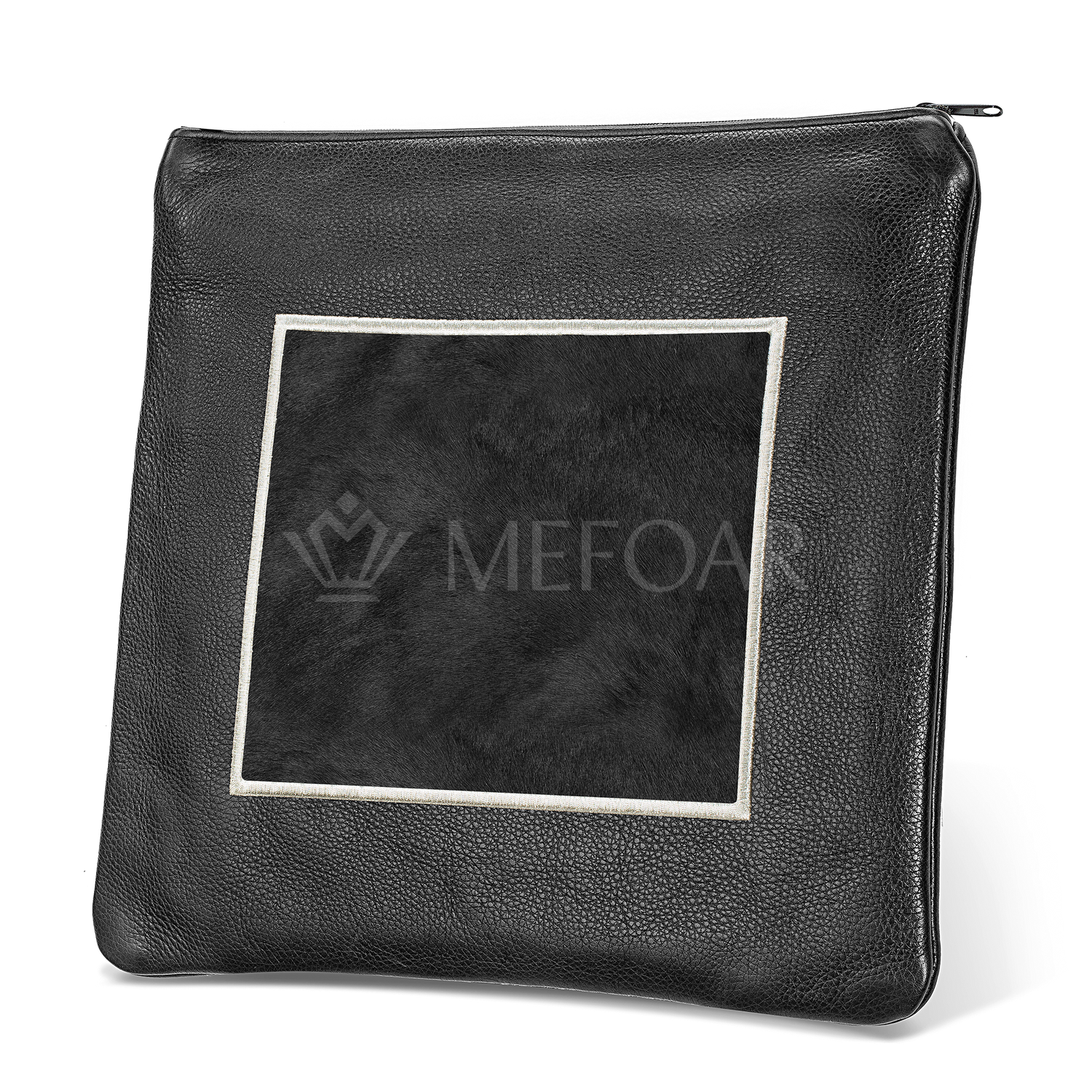 Tallis and Tefillin Bag Design #328 - Black Leather and Fur - Tallis Bags view 2 | Judaica Square Lakewood