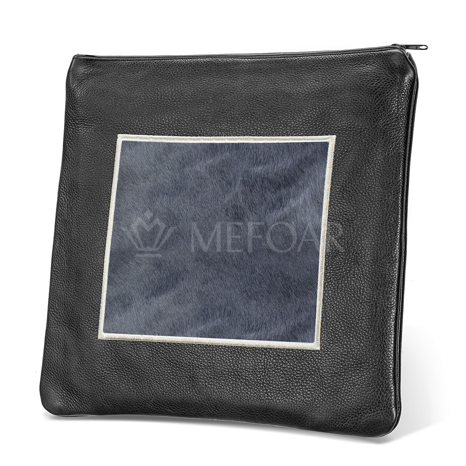 Tallis and Tefillin Bag Design #328 - Black Leather and Fur - Tallis Bags view 3 | Judaica Square Lakewood