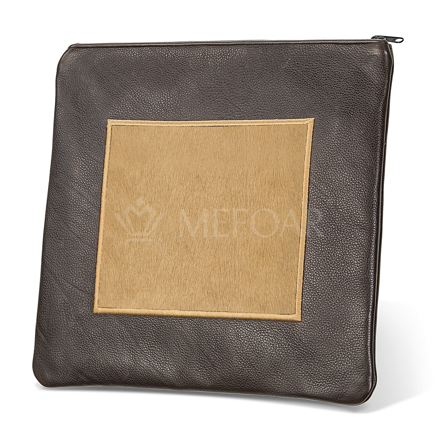 Tallis and Tefillin Bag Design #328 - Brown Leather and Fur - Tallis Bags view 2 | Judaica Square Lakewood