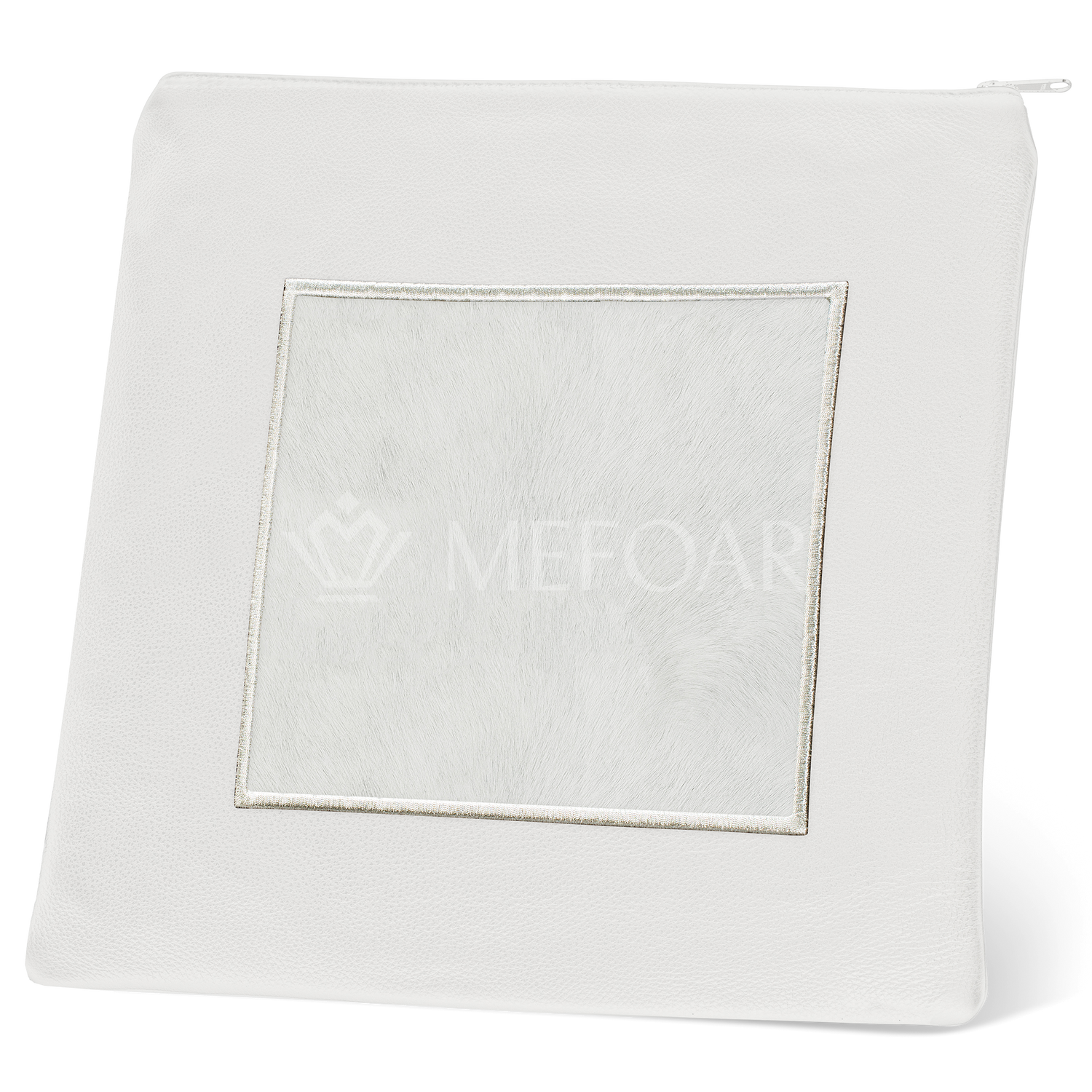 Tallis and Tefillin Bag Design #328 - White Leather and Fur - Tallis Bags view 2 | Judaica Square Lakewood