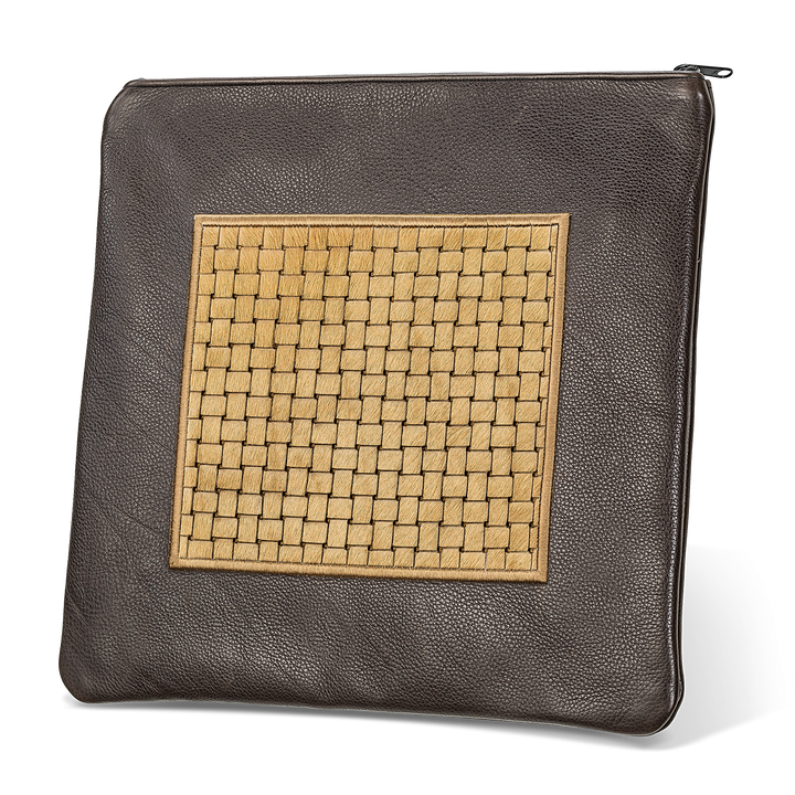 Tallis and Tefillin Bag Design #328 - Camel Woven Fur with leather - Tallis Bags