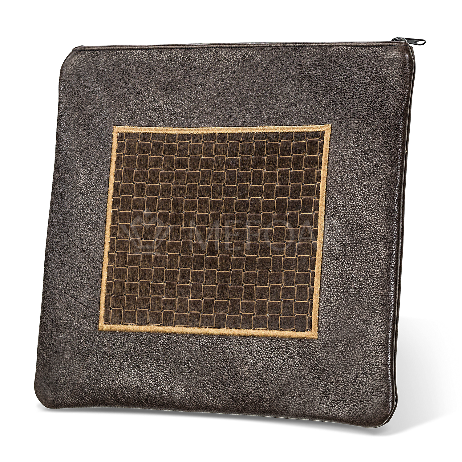 Tallis and Tefillin Bag Design #328 - Brown Woven Fur with Leather - Tallis Bags view 2 | Judaica Square Lakewood