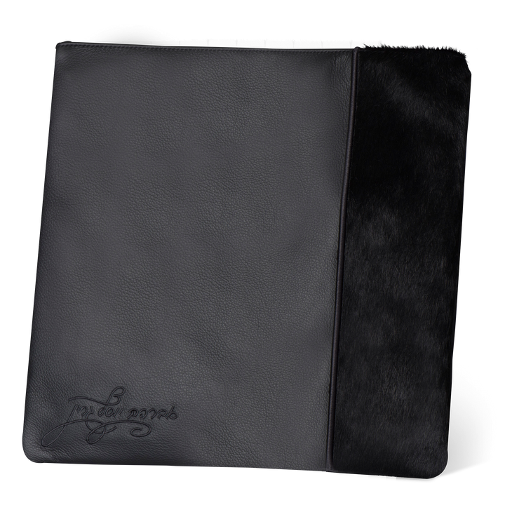 Tallis and Tefillin Bag Design #329 - Black Leather and Fur - Tallis Bags