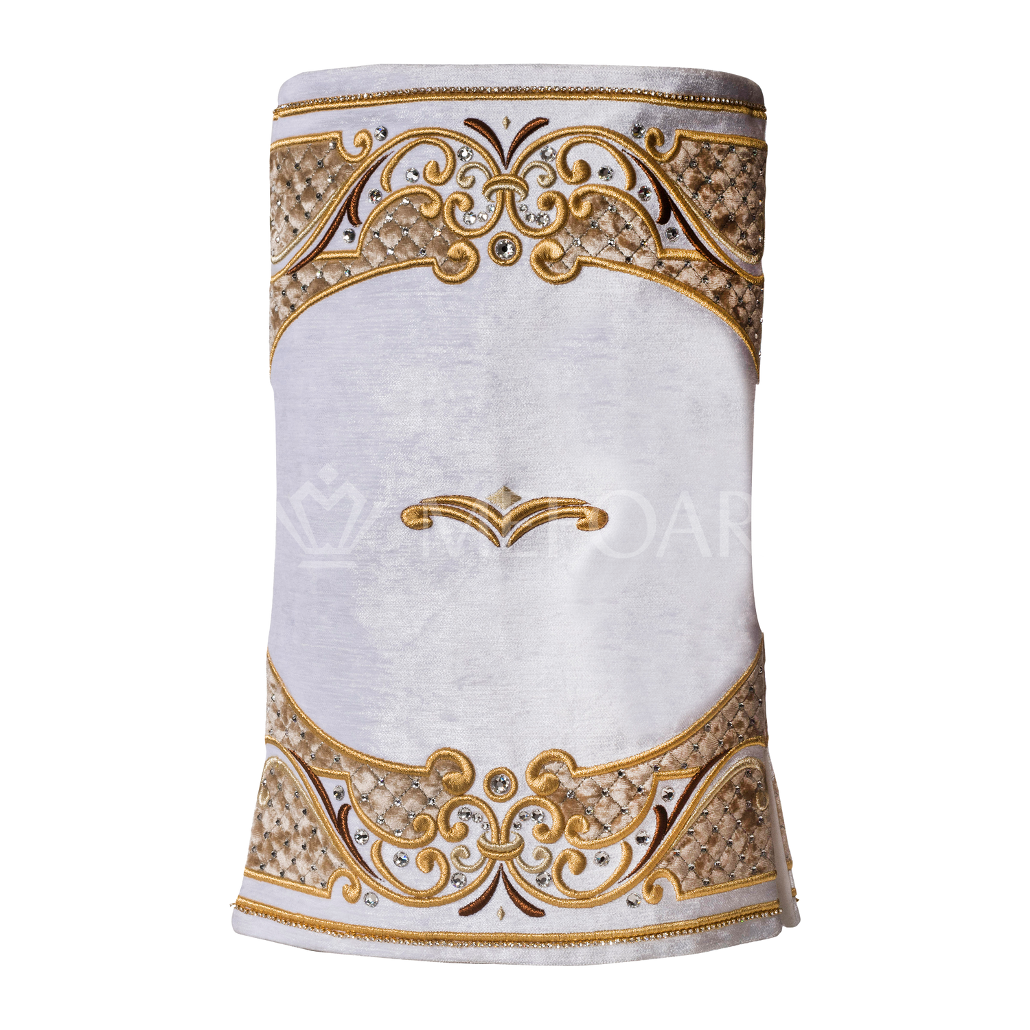 Velvet Torah Mantle - Style 805-White and Gold - Image 2