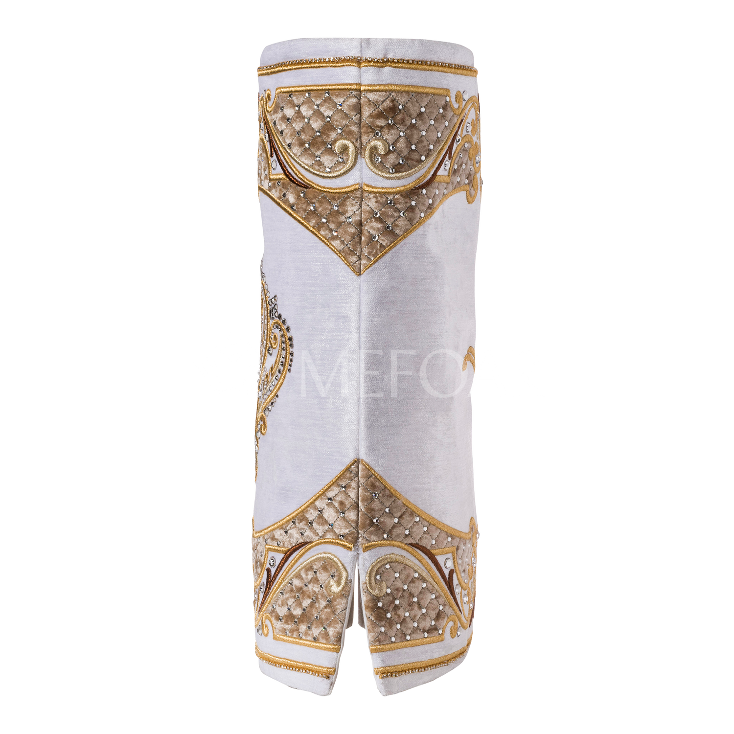 Velvet Torah Mantle - Style 805-White and Gold - Image 3