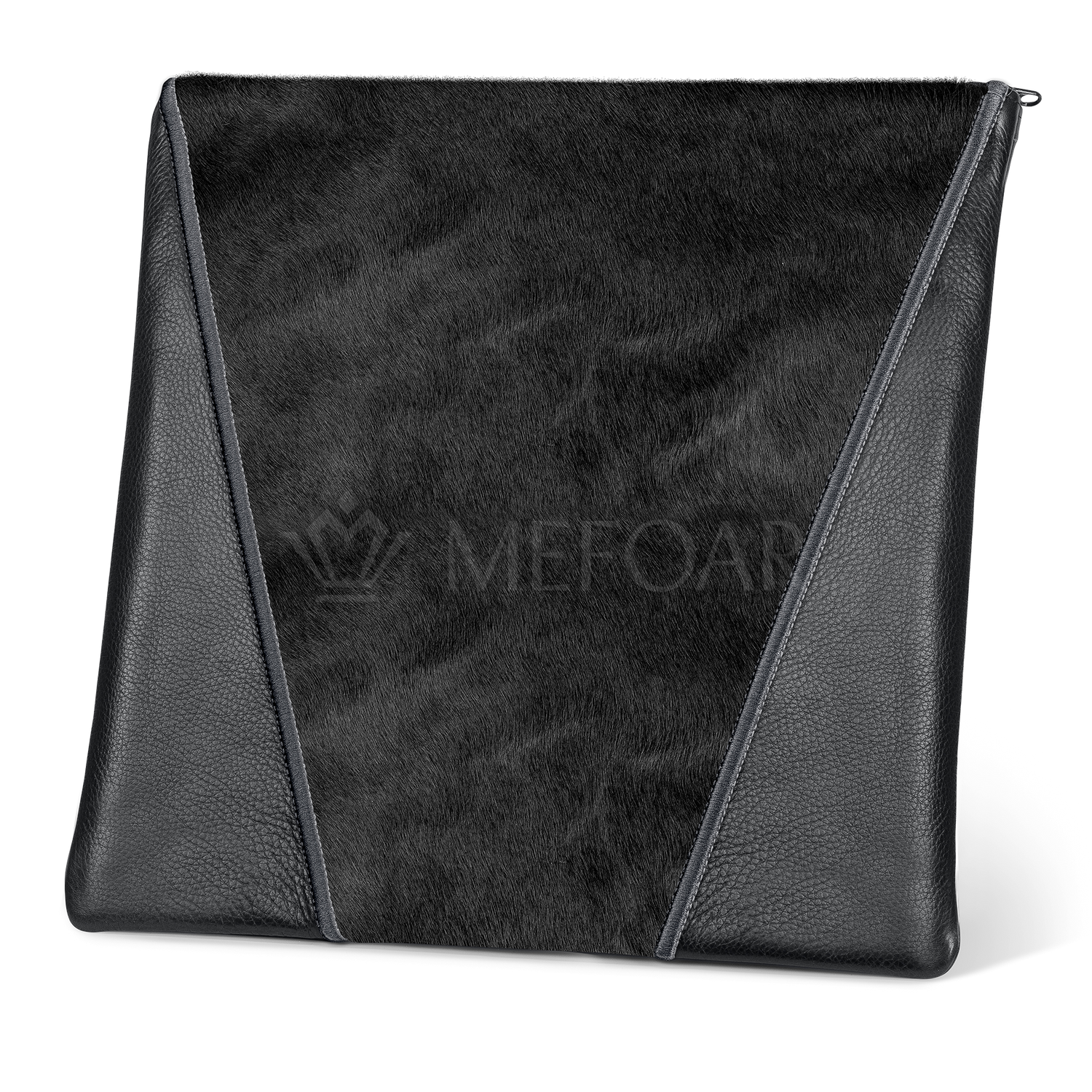 Tallis and Tefillin Bag Design #342 - Black Leather and Fur - Tallis Bags view 2 | Judaica Square Lakewood