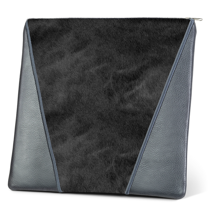 Tallis and Tefillin Bag Design #342 - Navy Leather and Black Fur - Tallis Bags