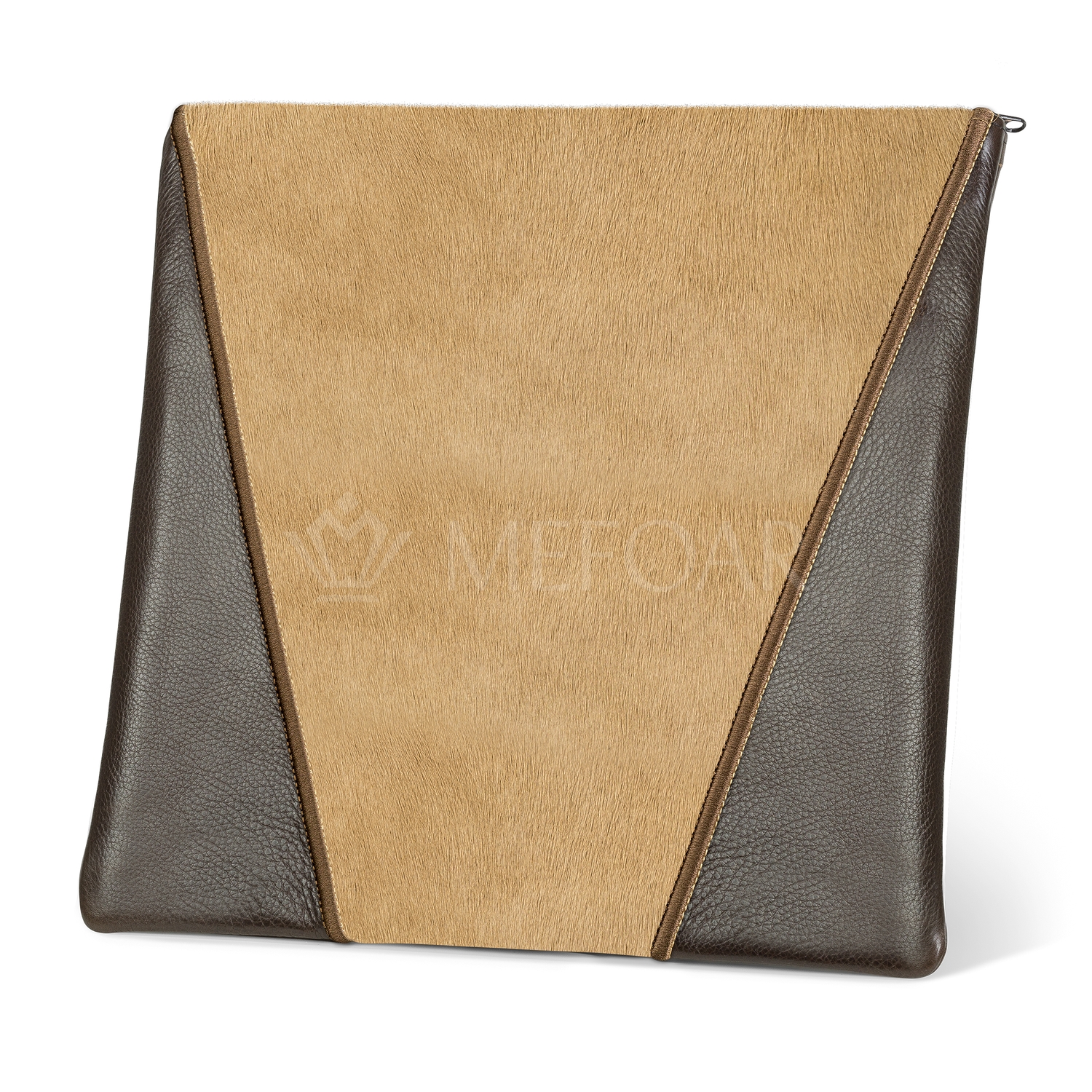 Tallis and Tefillin Bag Design #342 - Brown Leather and Fur - Tallis Bags view 2 | Judaica Square Lakewood