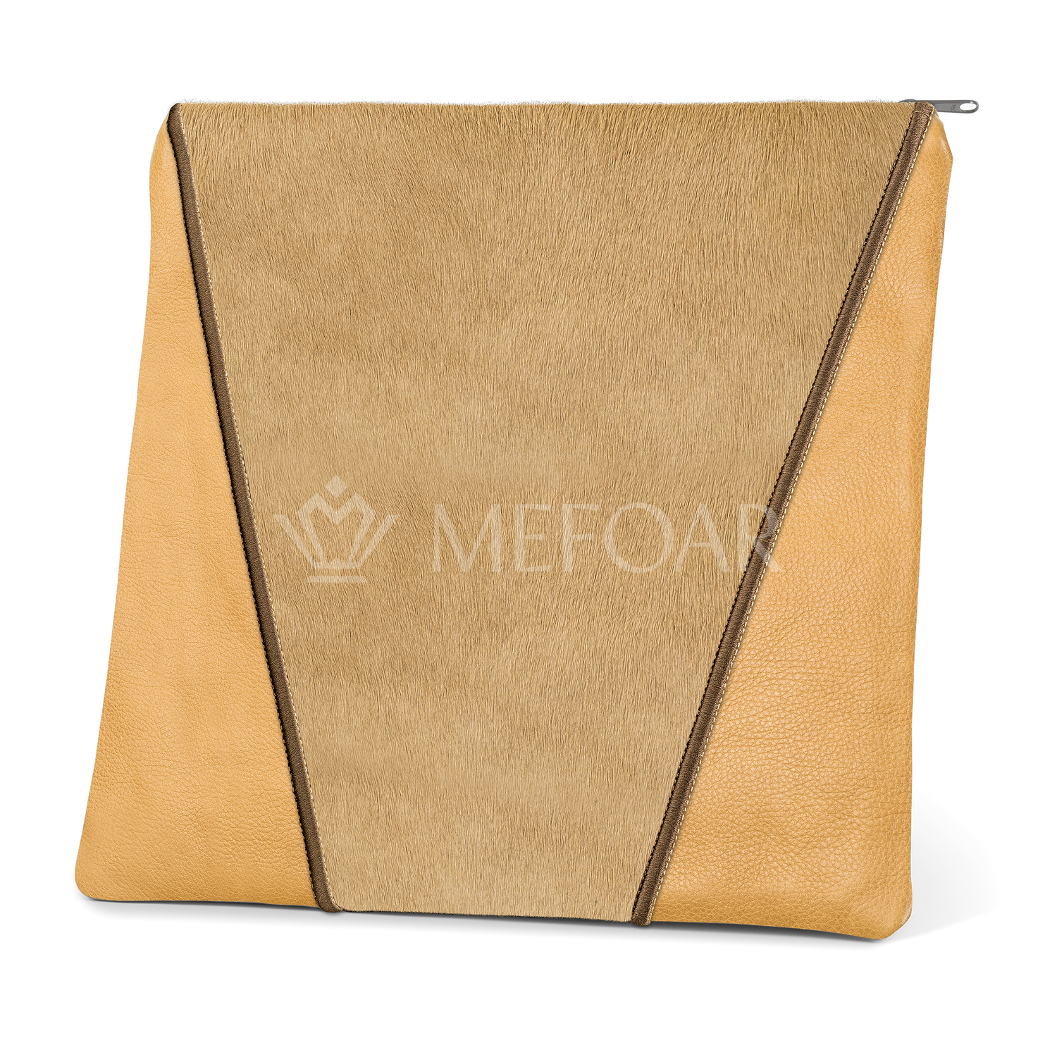 Tallis and Tefillin Bag Design #342 - Camel Leather and Fur - Tallis Bags view 2 | Judaica Square Lakewood