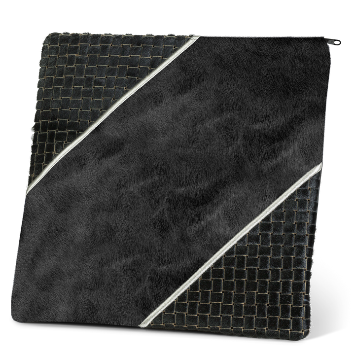 Design 343 tallis bag with a black fur-textured diagonal center and black woven corner panels