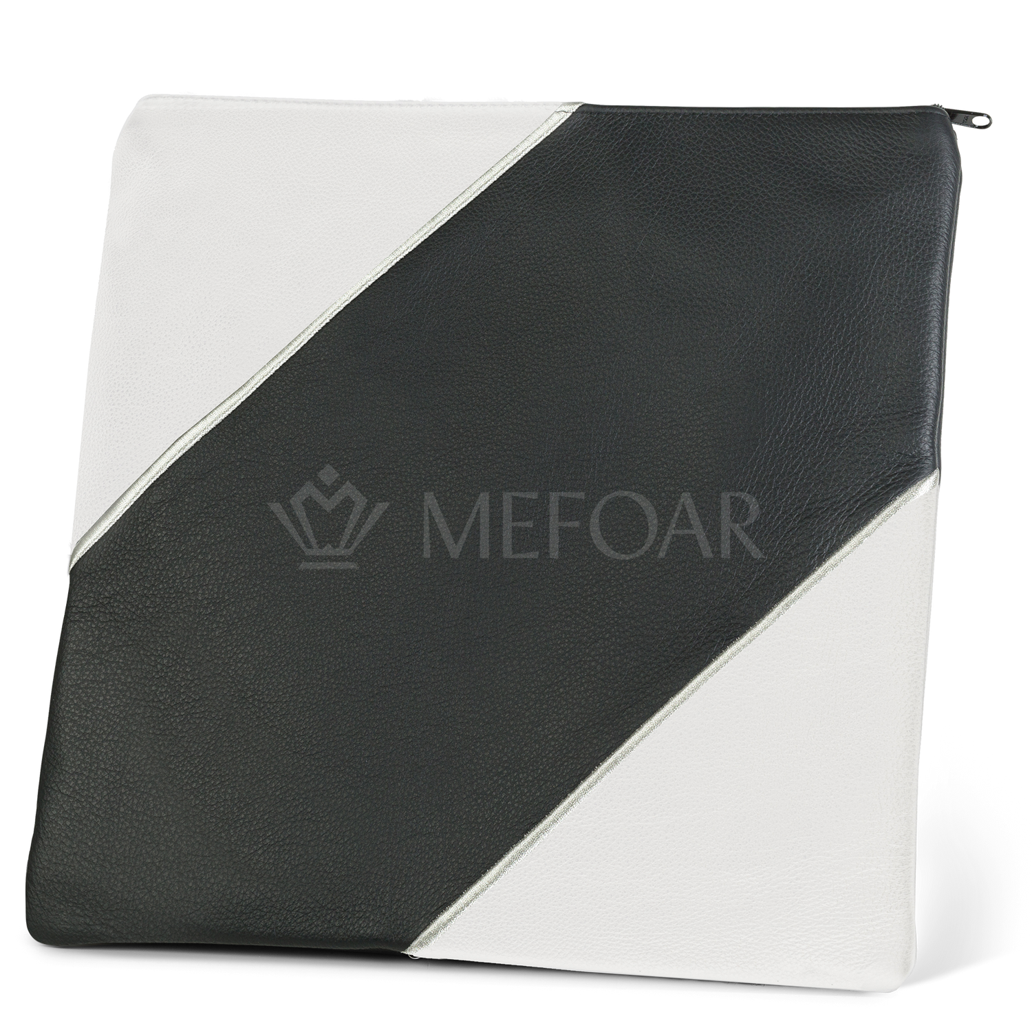Tallis and Tefillin Bag Design #343 - Black and White Leather - Tallis Bags view 2 | Judaica Square Lakewood
