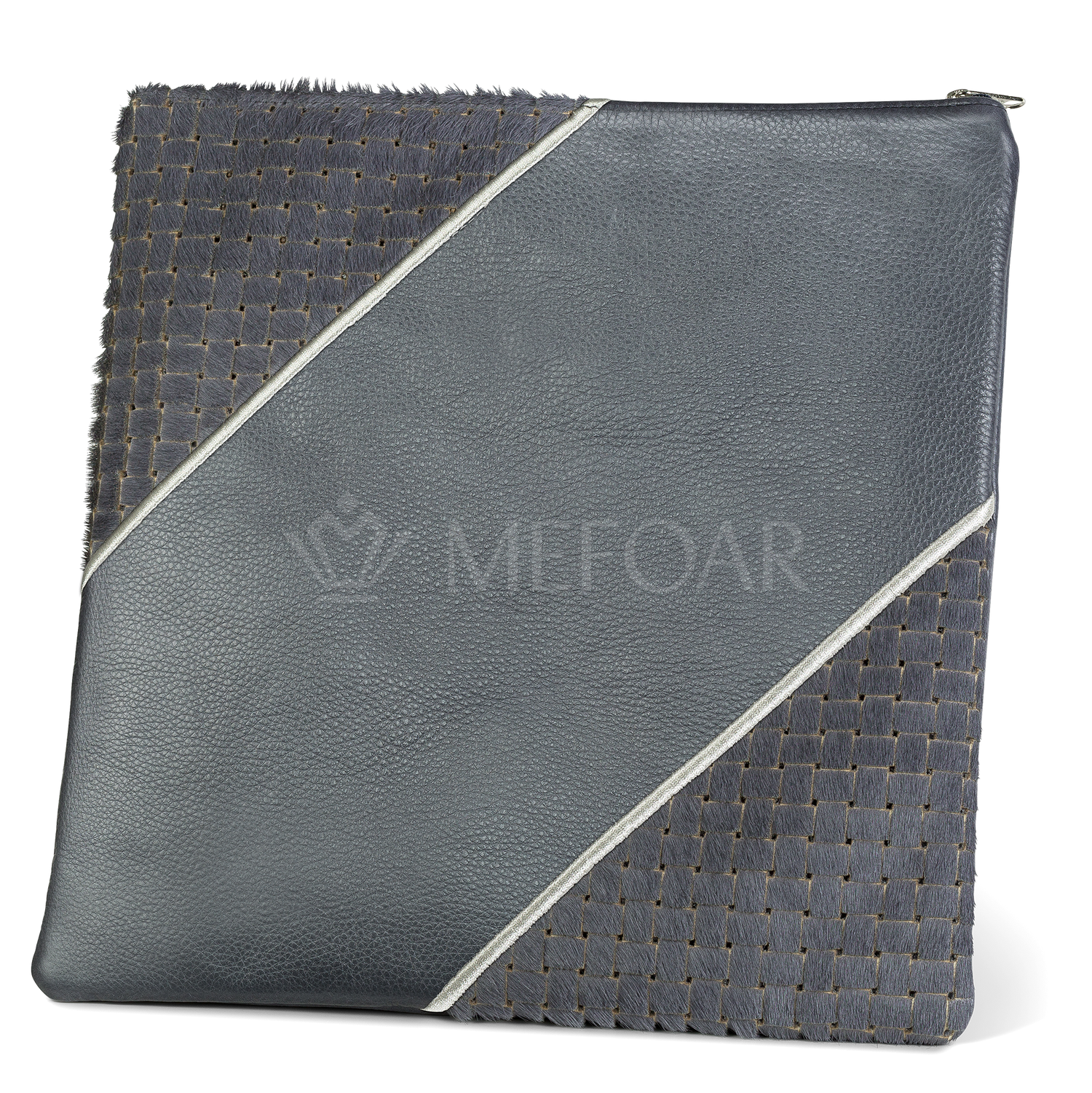 Tallis and Tefillin Bag Design #343 - Livid Woven Fur with Leather - Tallis Bags view 2 | Judaica Square Lakewood